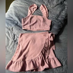 Two piece cropped top and skort bottom
